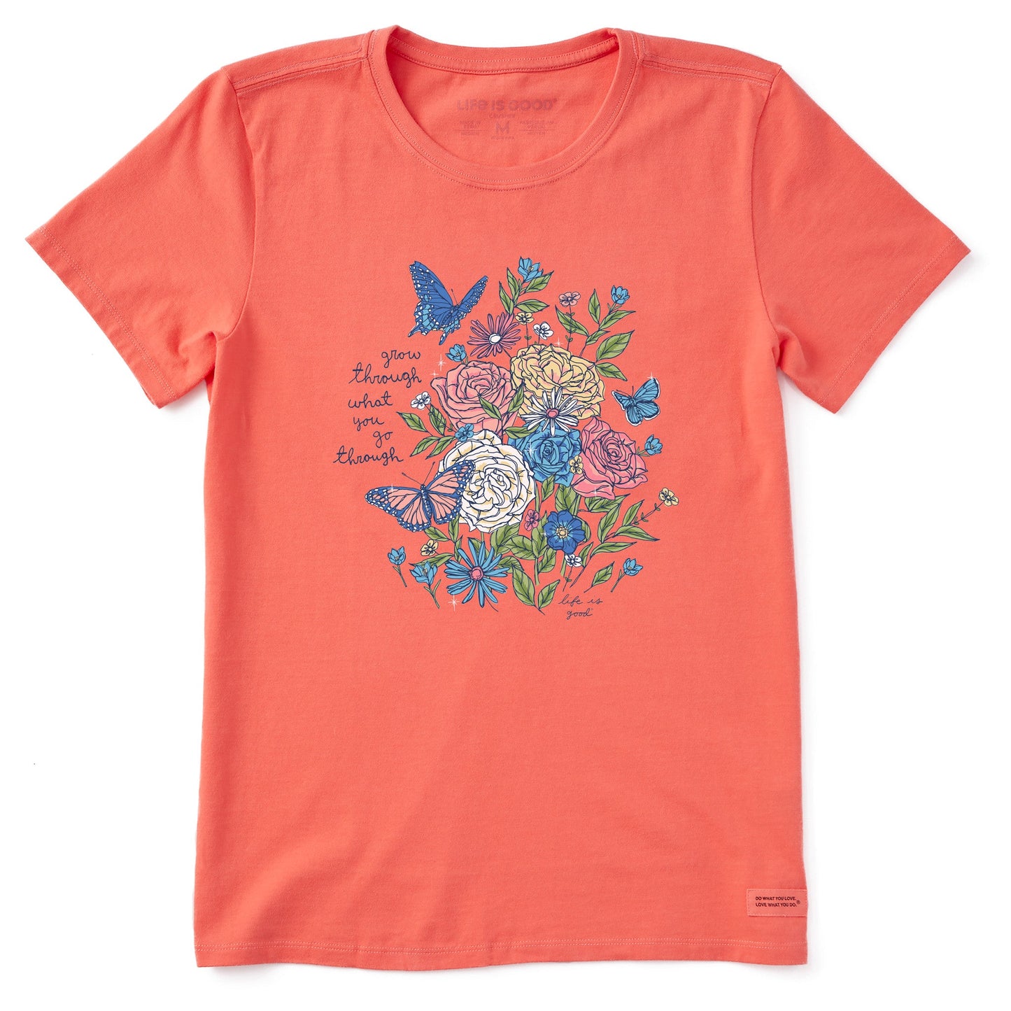 Women's Grow Through Butterfly Flowers Short Sleeve Crusher Tee