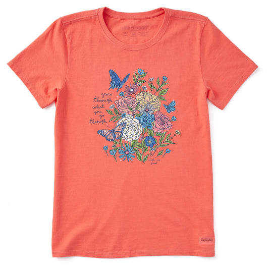 Women's Grow Through Butterfly Flowers Short Sleeve Crusher Tee