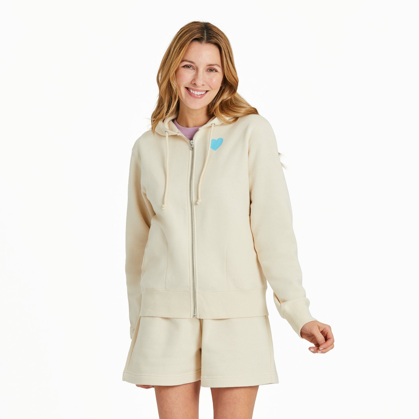 Women's Clean Heart Grid Good Vibes Fleece Zip Hoodie