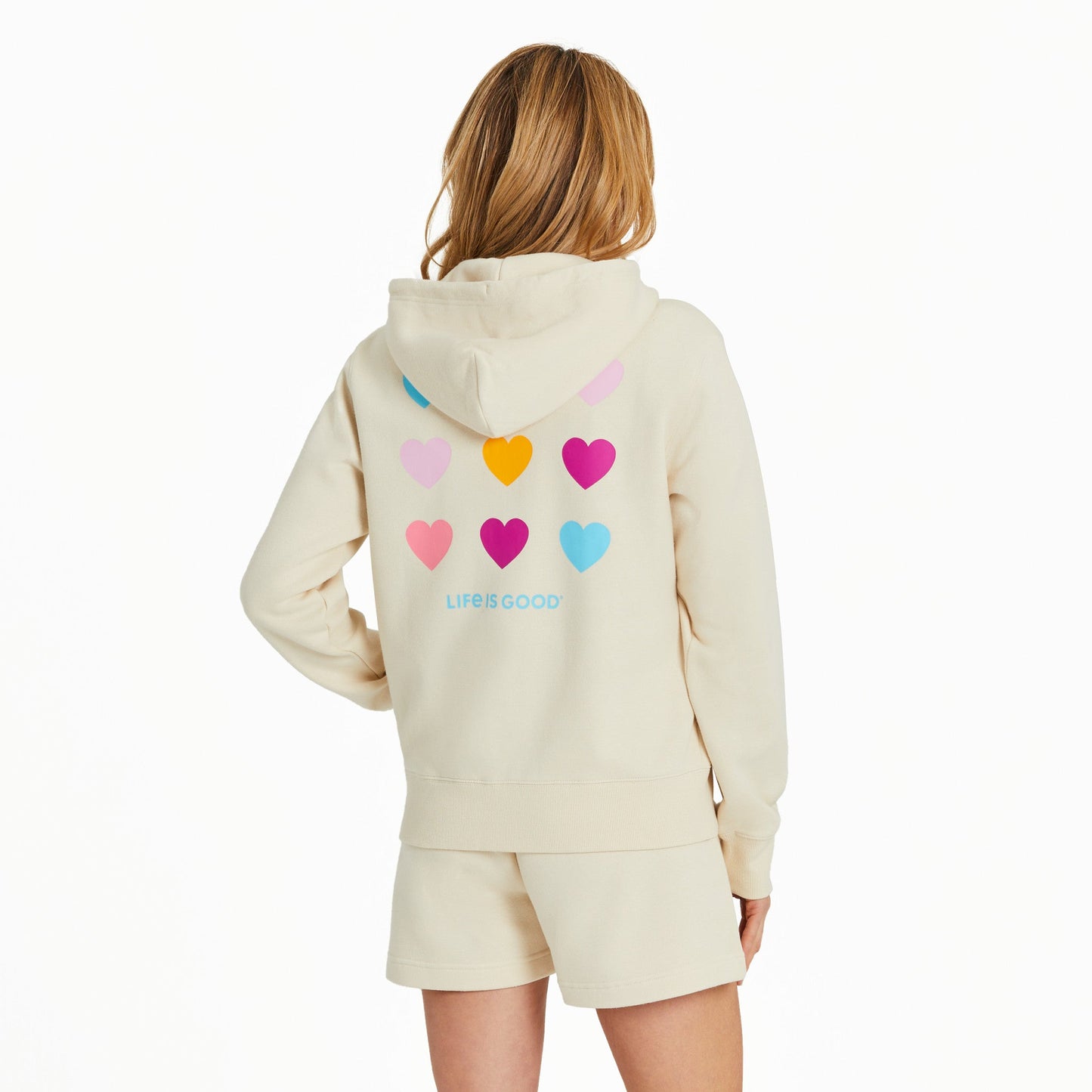 Women's Clean Heart Grid Good Vibes Fleece Zip Hoodie