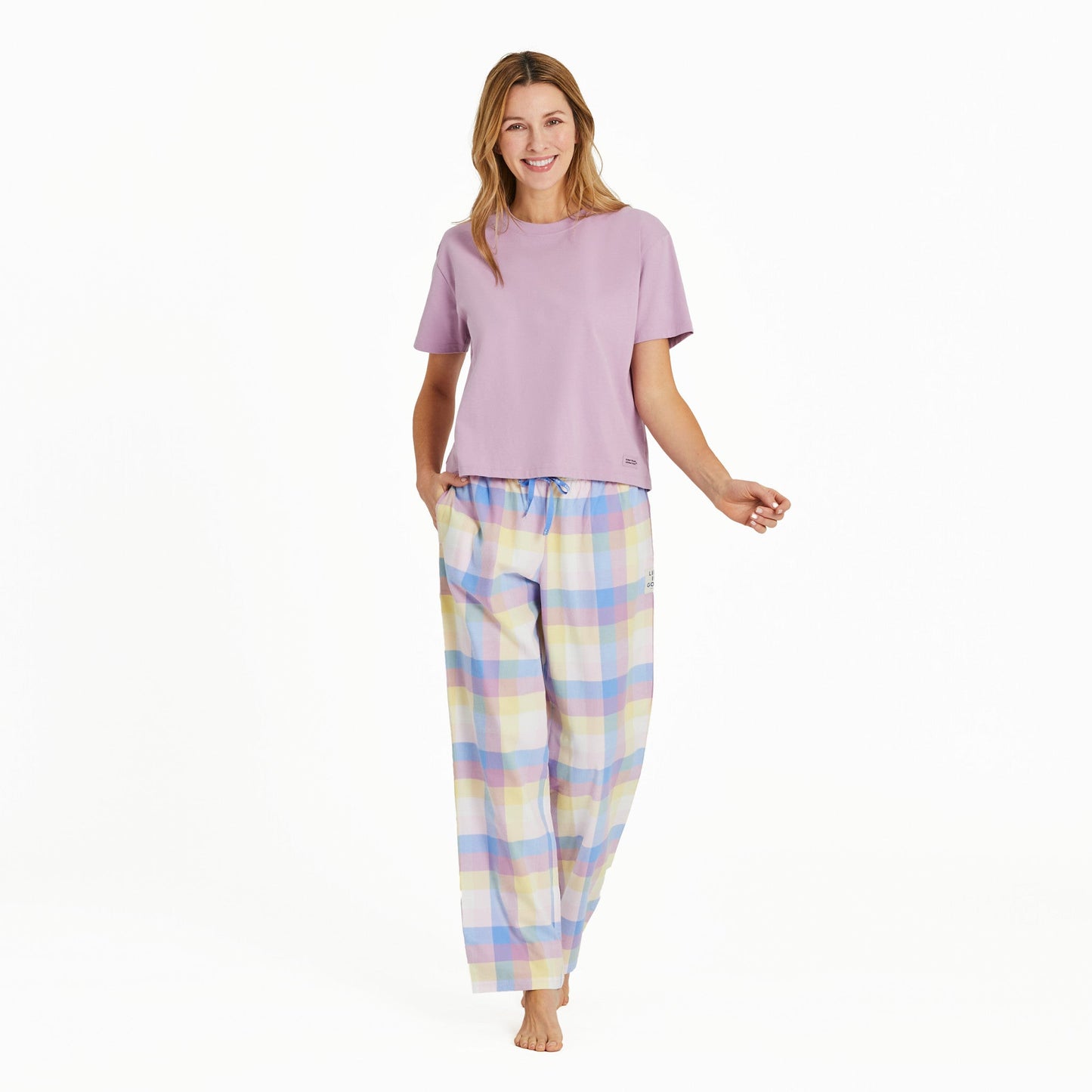 Women's Violet Check Pattern Classic Sleep Pant