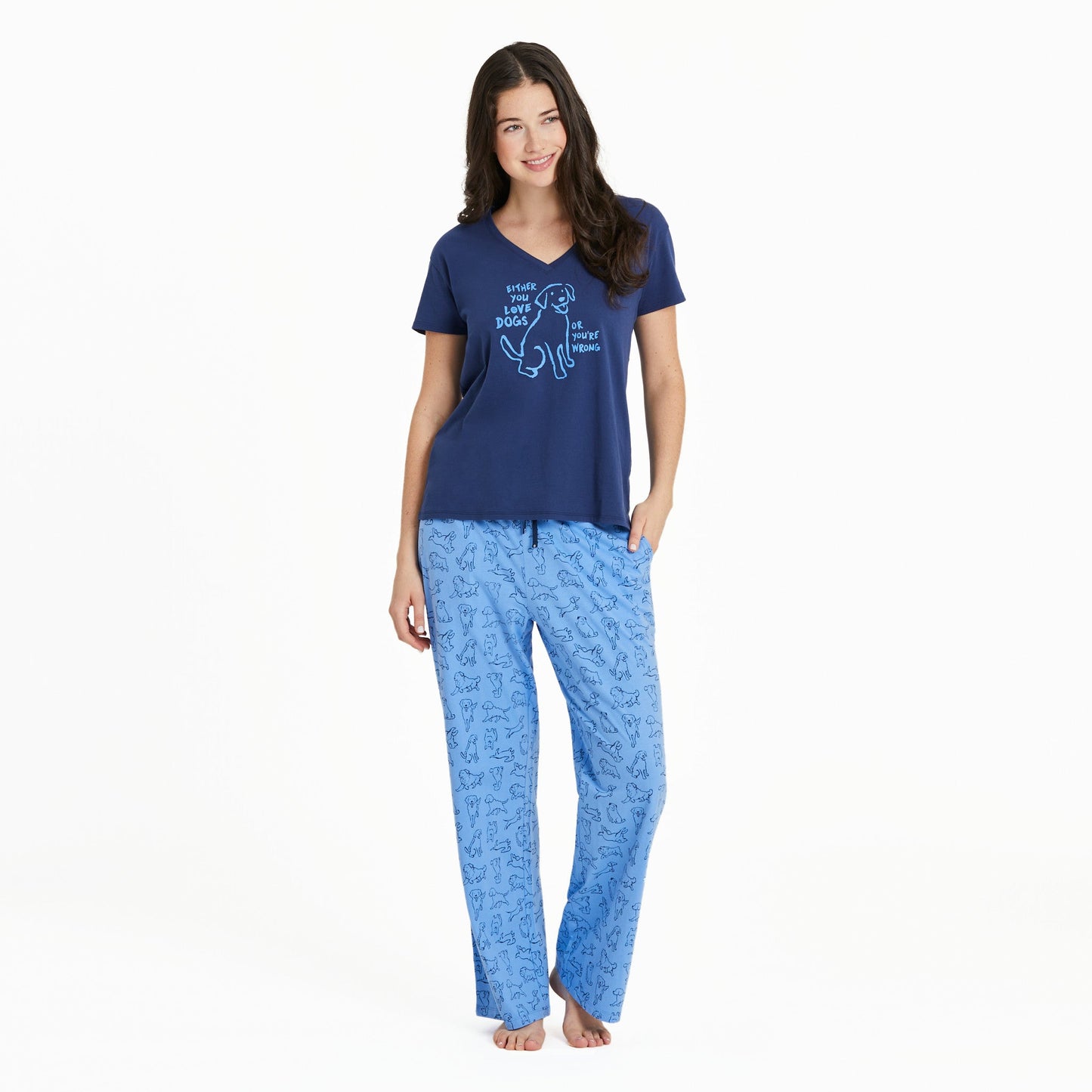 Women's Inkbrush Dog Pattern Snuggle Up Sleep Pant