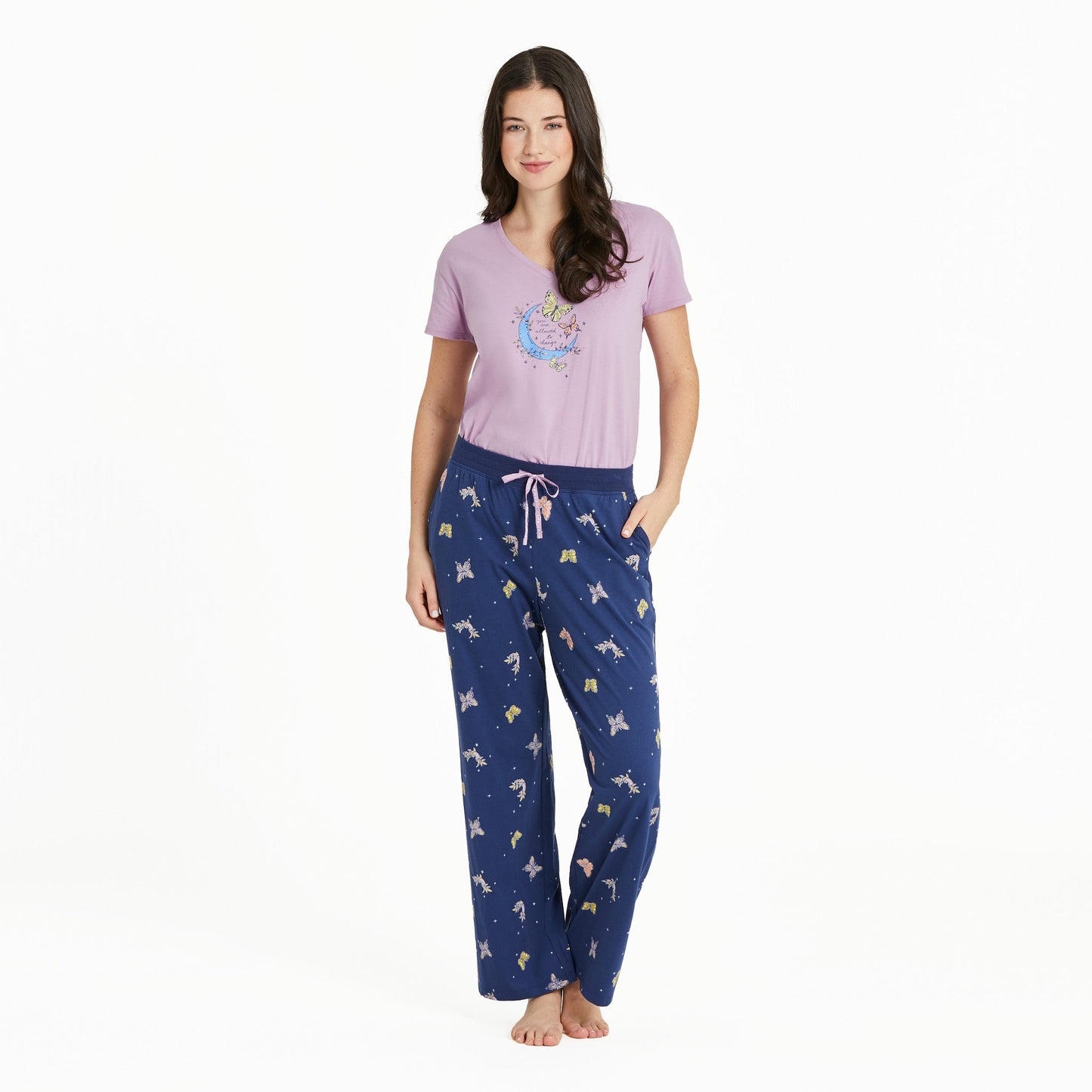 Women's Celestial Butterfly Pattern Snuggle Up Sleep Pant