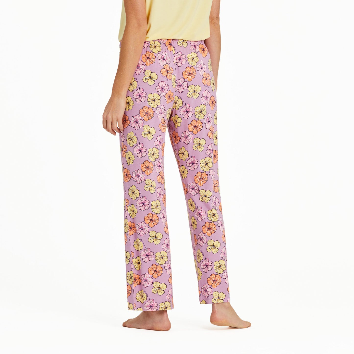 Women's Painted Hibiscus Pattern Lightweight Sleep Pant