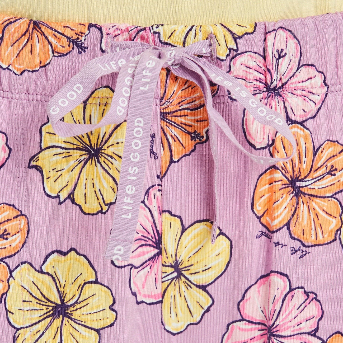 Women's Painted Hibiscus Pattern Lightweight Sleep Pant