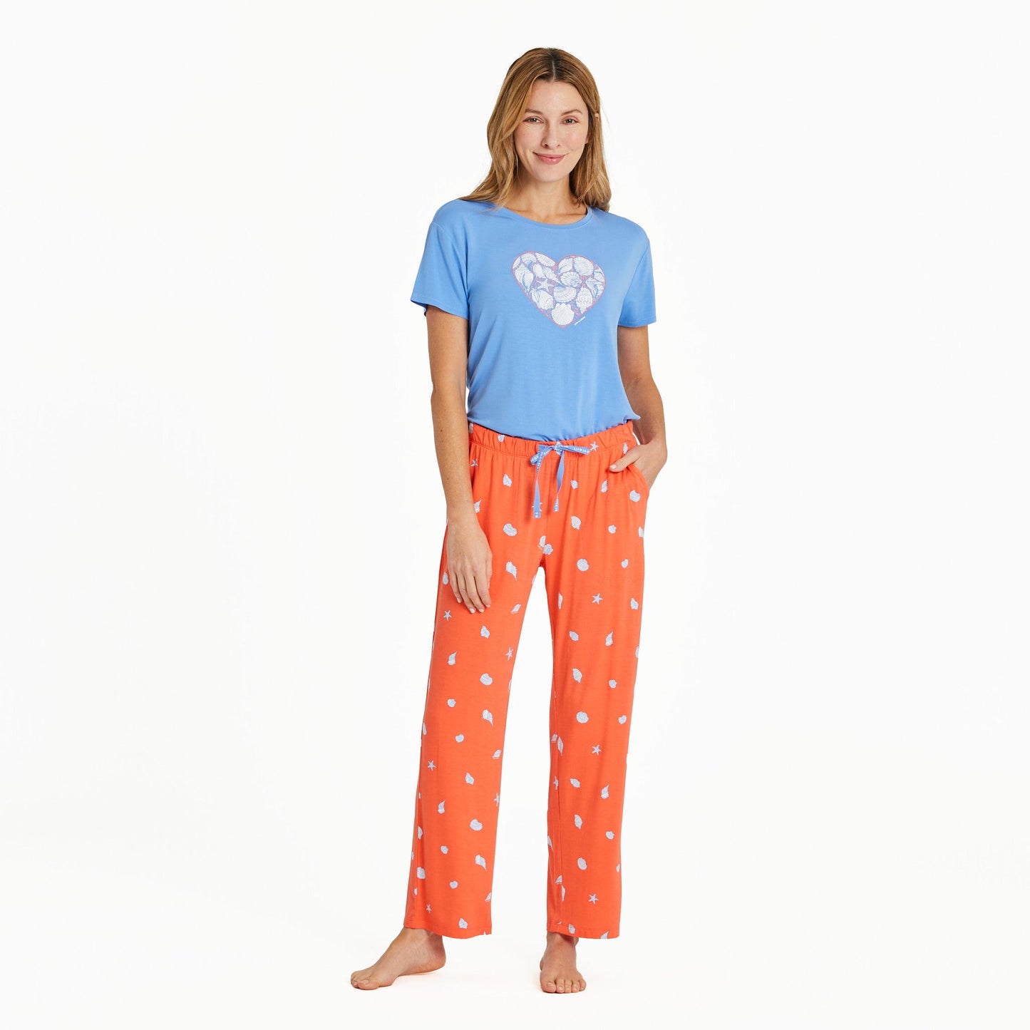 Women's Detailed Seashell Pattern Lightweight Sleep Pant