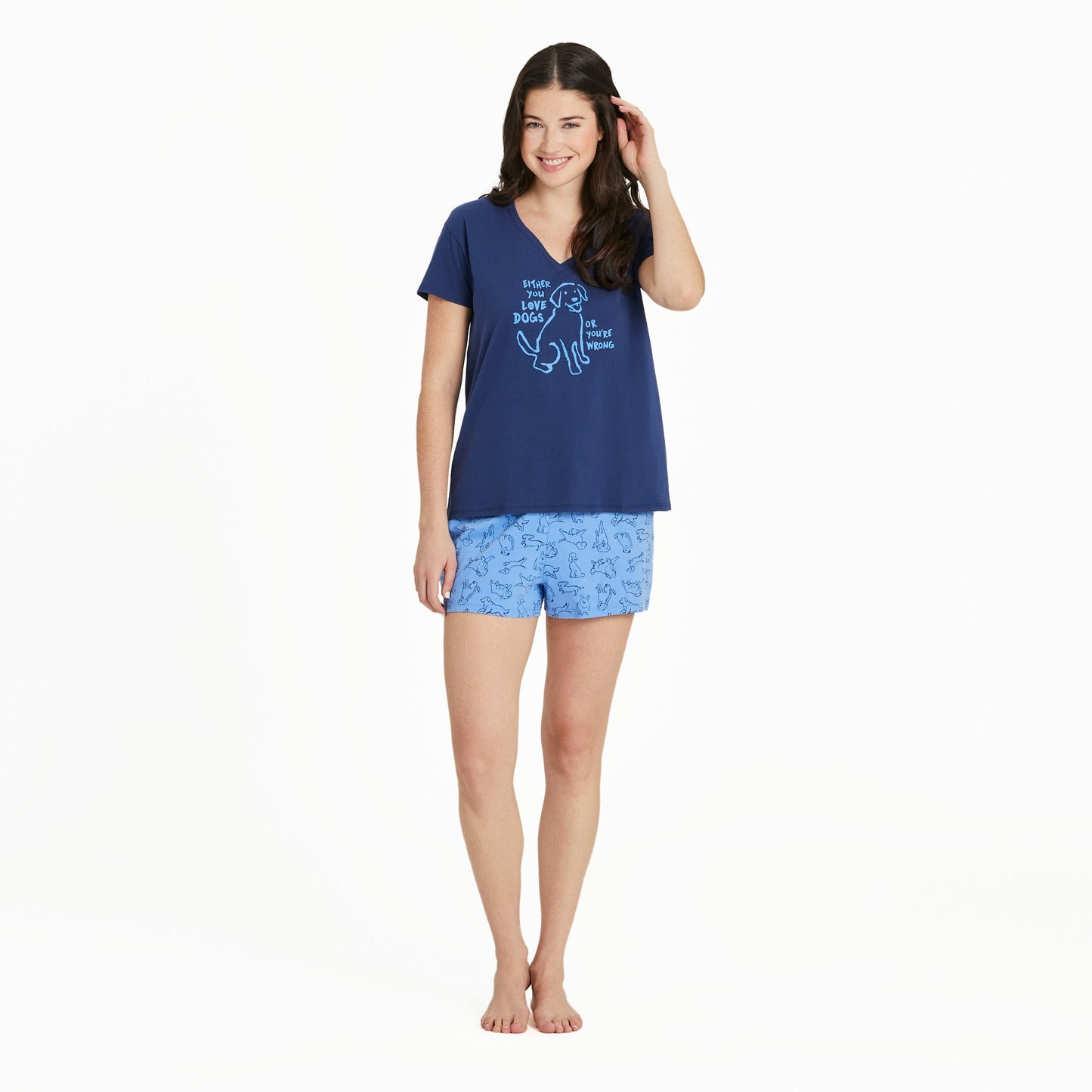 Women's Dog Love Snuggle Up Relaxed Sleep Vee