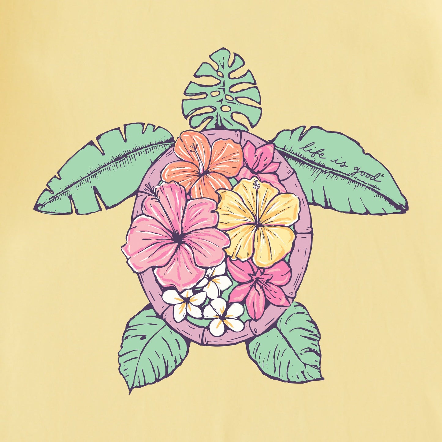 Women's Painted Hibiscus Turtle Lightweight Sleep Tee