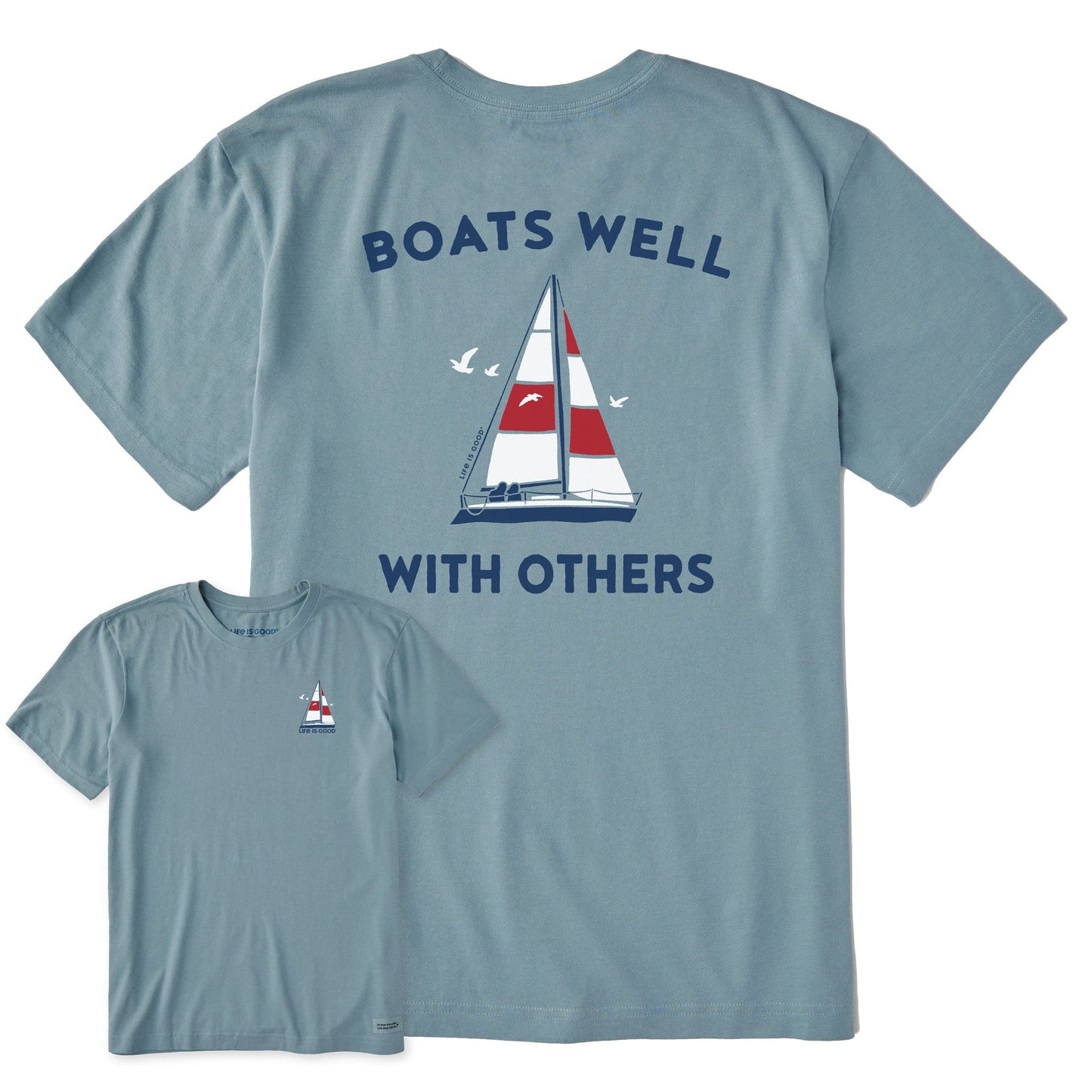 Men's Boats Well with Others Sail Boat Large Short Sleeve Crusher Tee