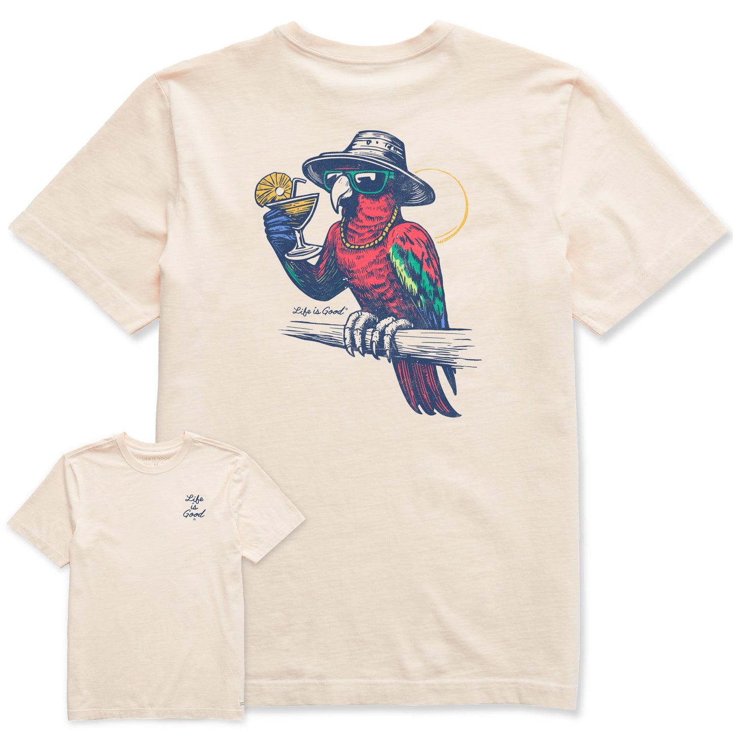 Men's Good Vibes Parrot Short Sleeve Crusher Tee