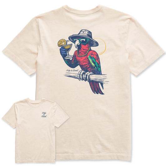 Men's Good Vibes Parrot Short Sleeve Crusher Tee