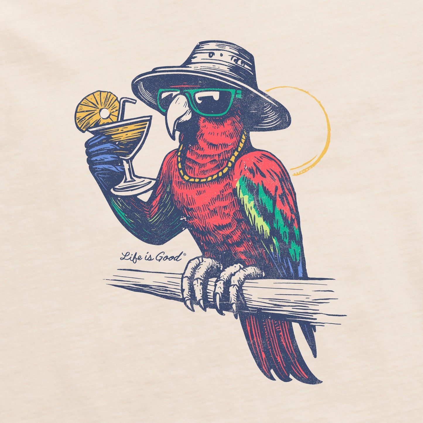 Men's Good Vibes Parrot Short Sleeve Crusher Tee