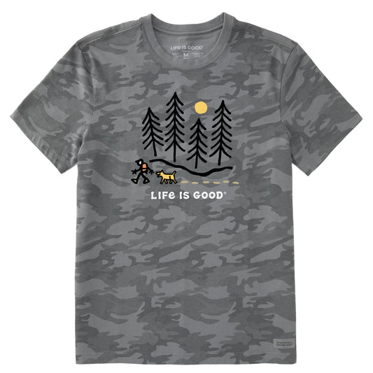 Men's Hiking through the Woods Short Sleeve Allover Printed Crusher Tee