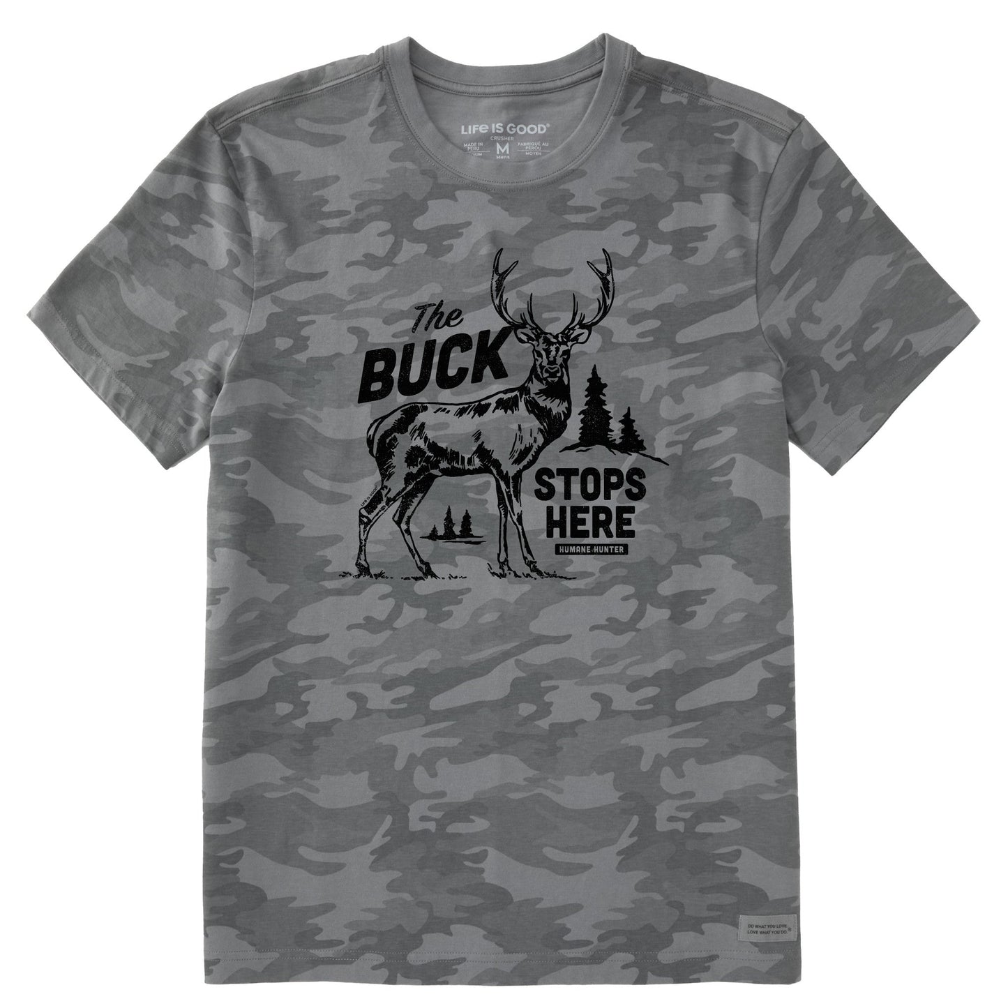 Men's Buck Stops Here Short Sleeve Allover Printed Crusher Tee