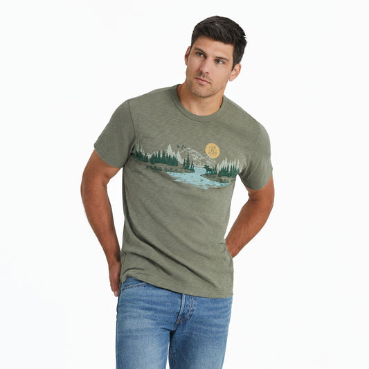 Men's Rural Linework Landscape Slub Slim Fit Tee