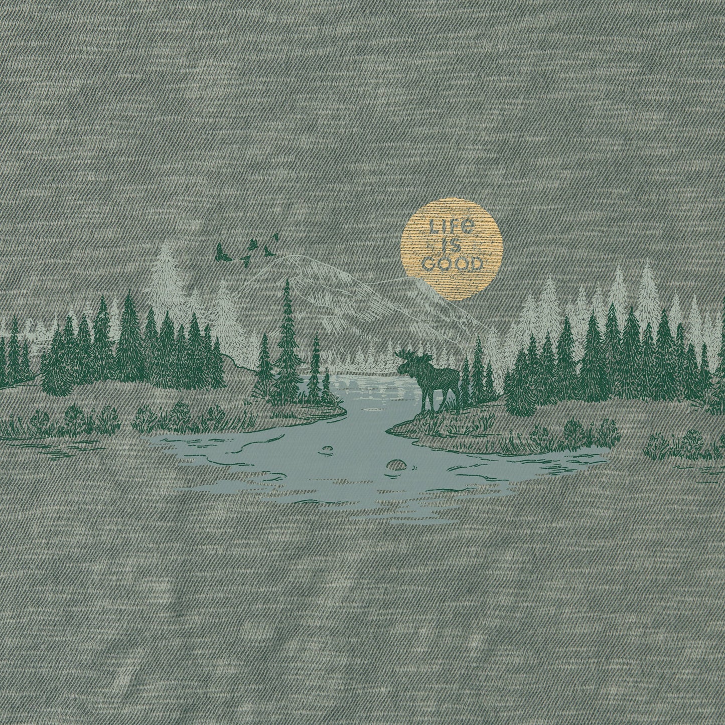 Men's Rural Linework Landscape Slub Slim Fit Tee