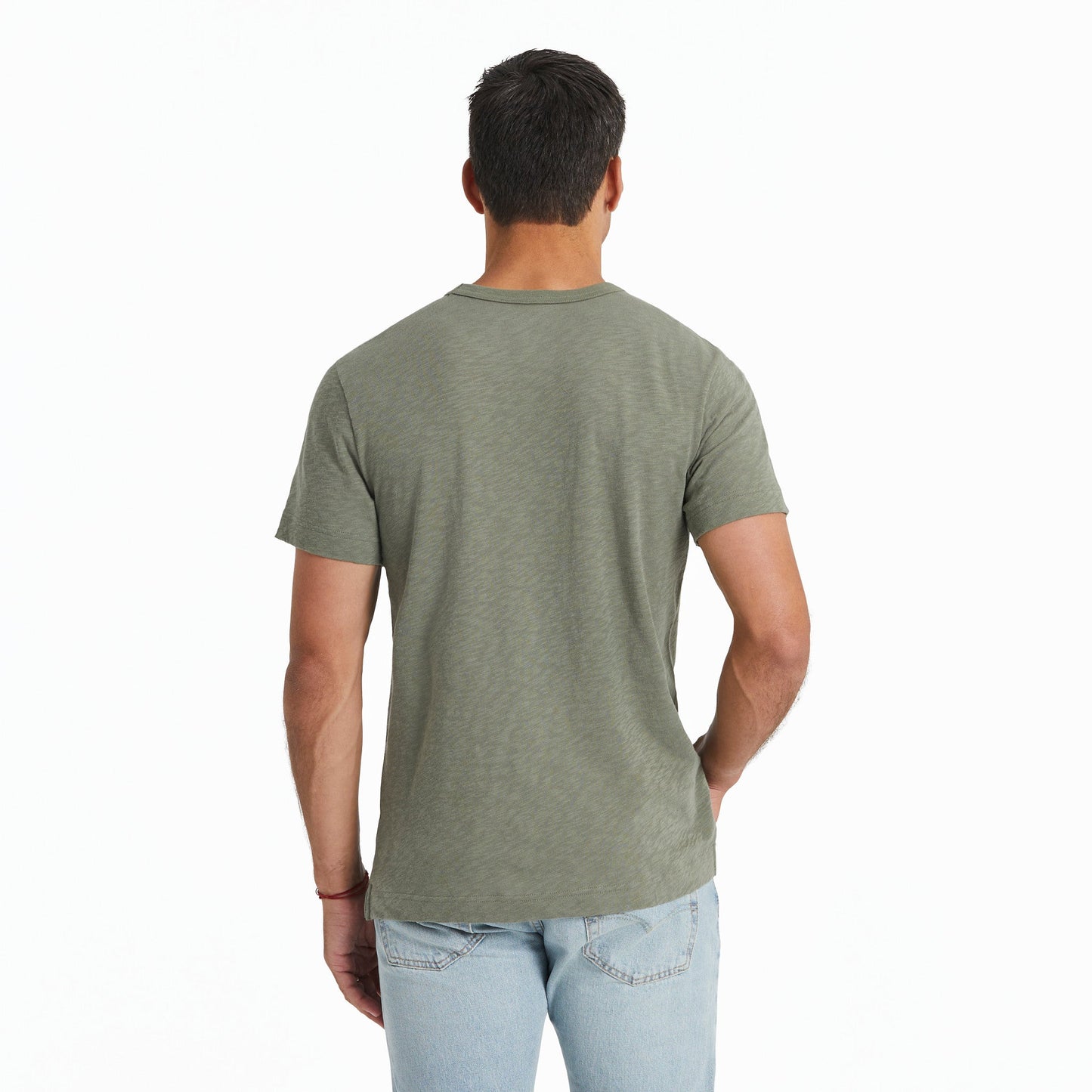 Men's Solid Slub Slim Fit Pocket Tee