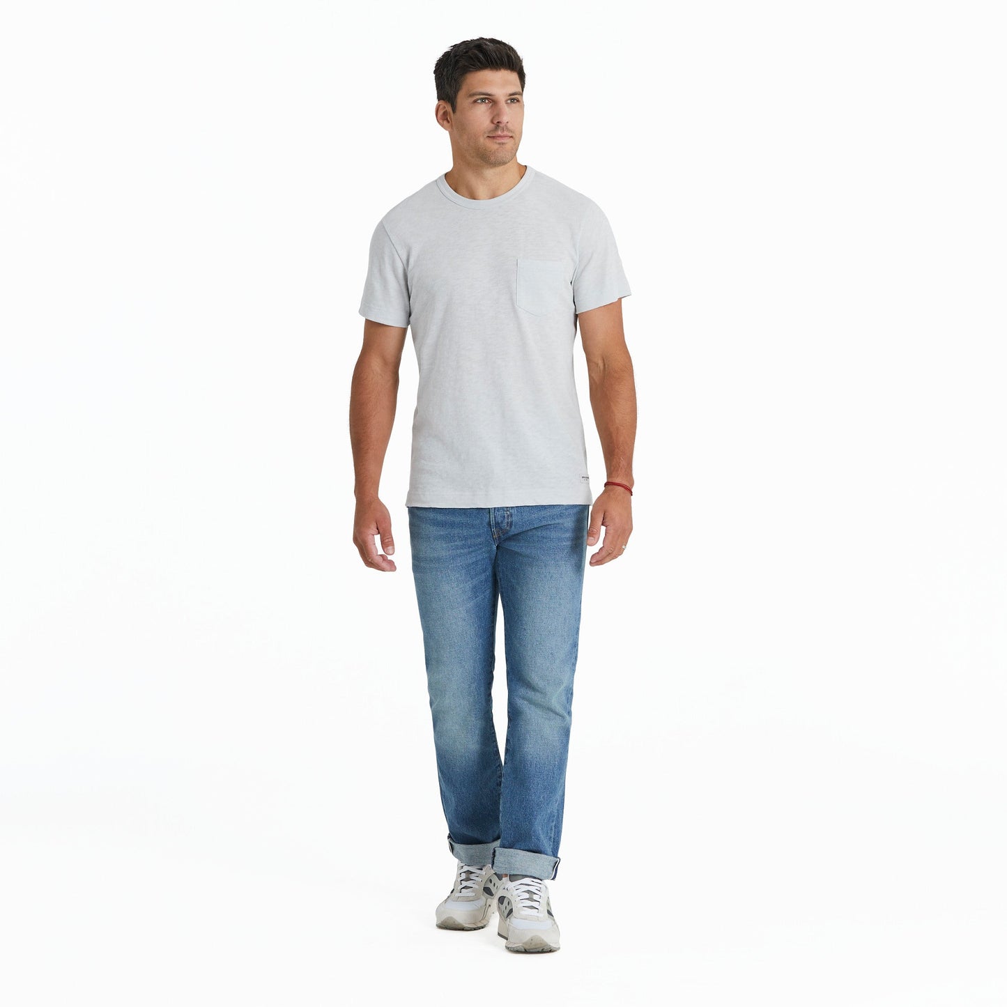 Men's Solid Slub Slim Fit Pocket Tee