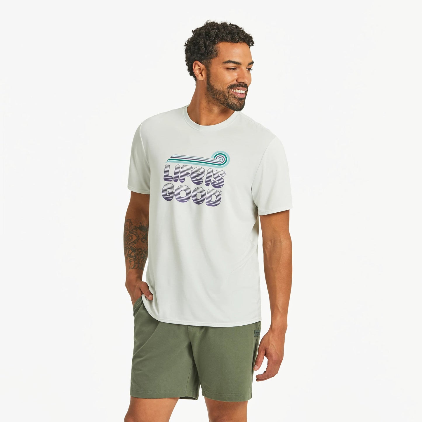 Men's Wave Life is Good Short Sleeve Sun Crusher Tee