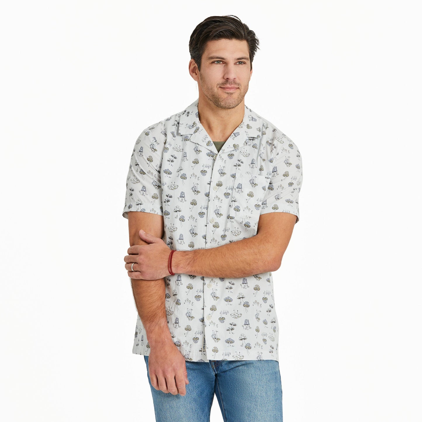 Men's Mushroom Pattern Camp Shirt