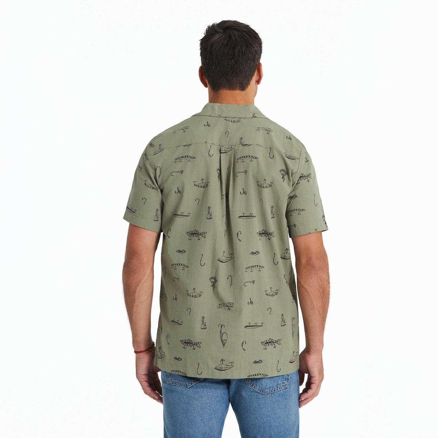 Men's Fish Tackle Box Pattern Camp Shirt