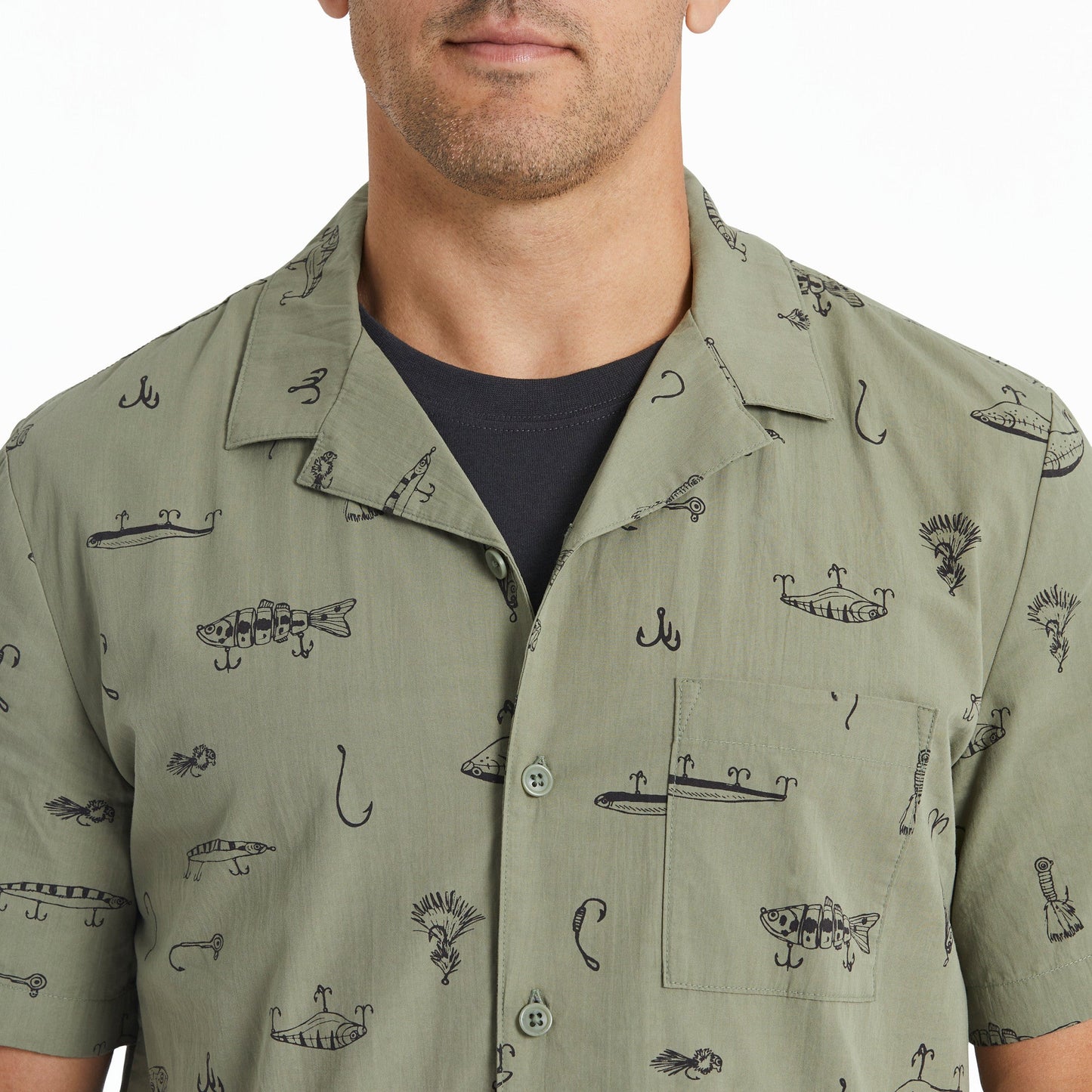 Men's Fish Tackle Box Pattern Camp Shirt