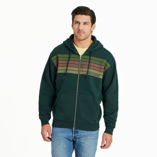 Men's Three Striped Block Good Vibes Fleece Zip Hoodie