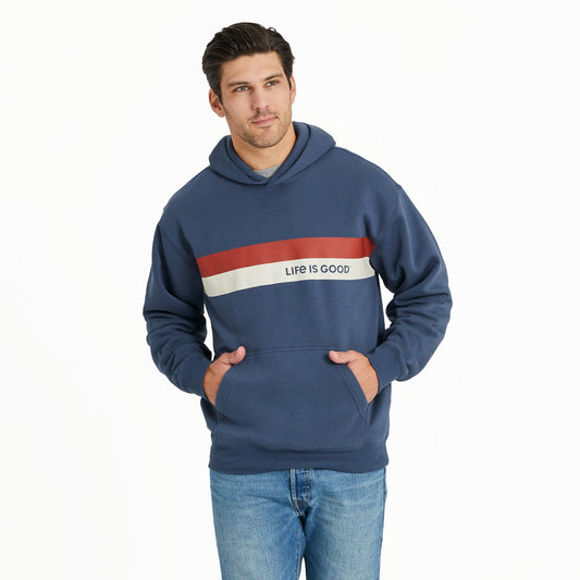 Men's Life is Good Stripes Good Vibes Fleece Hoodie