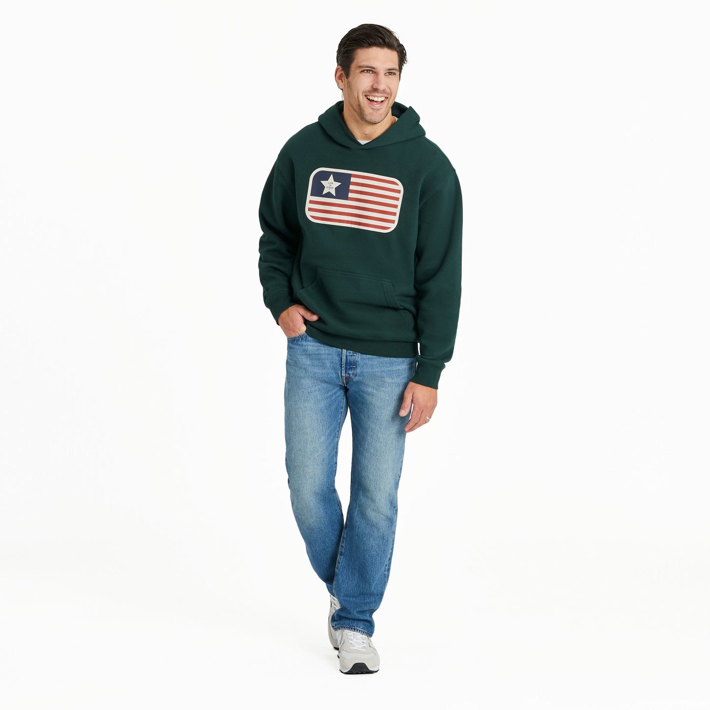 Men's One Star Flag Good Vibes Fleece Hoodie