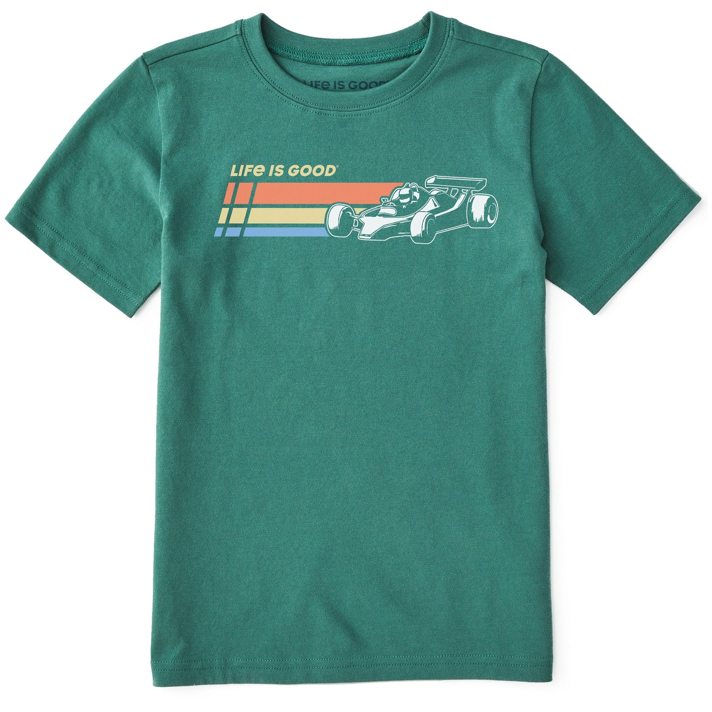 Kids Race Car Stripes Short Sleeve Crusher Tee