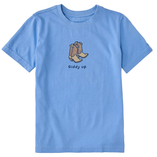 Kids Giddy Up Cowboy Boots Short Sleeve Crusher Tee