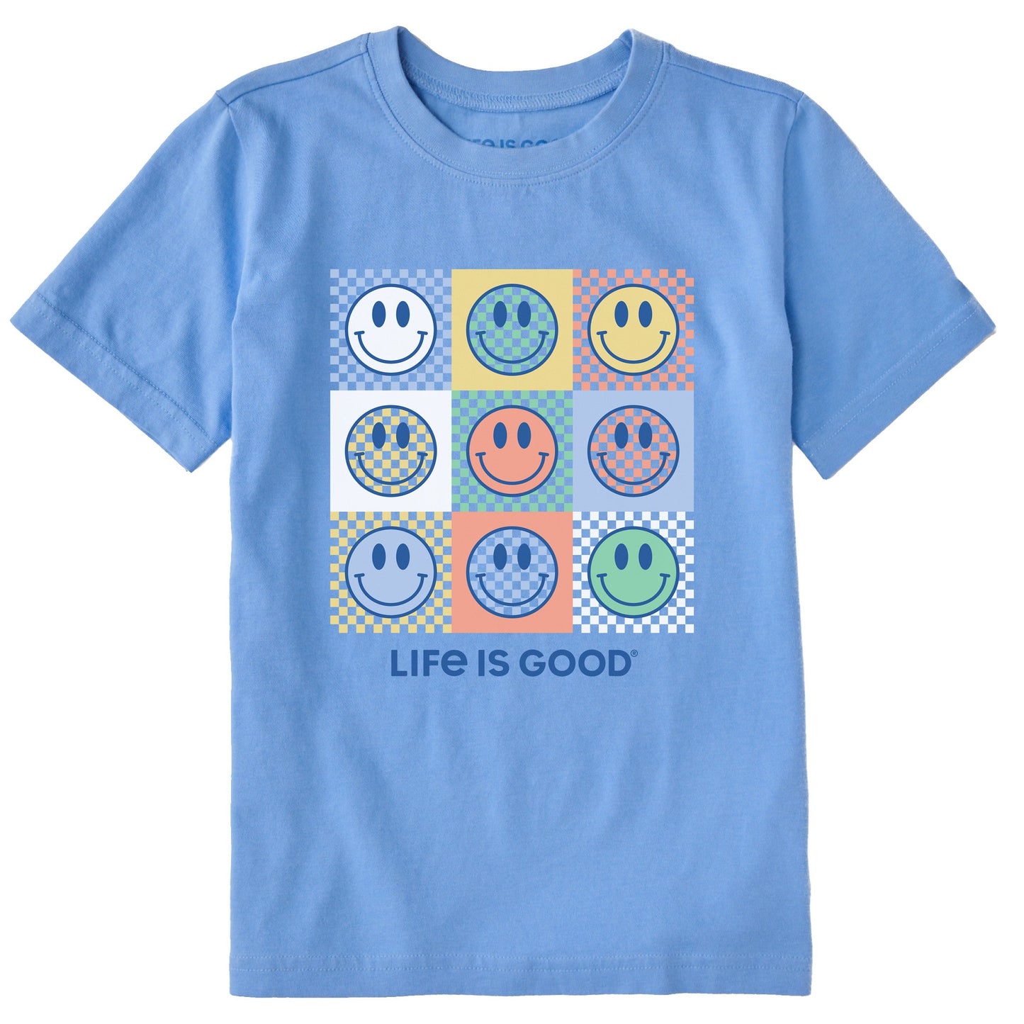 Kids Checkerboard Smilies Short Sleeve Crusher Tee