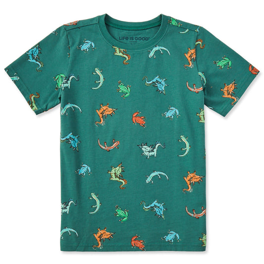 Kids Axolotl and Amphibians Pattern Short Sleeve Crusher Tee