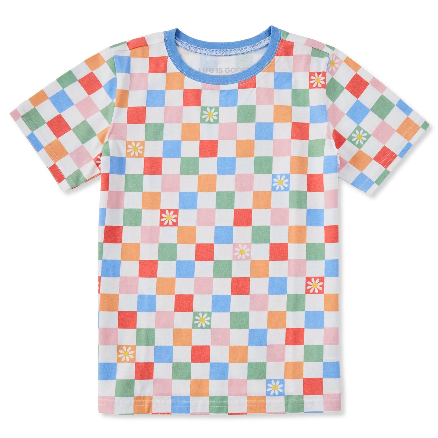 Kids Daisy Checkerboard Pattern Short Sleeve Crusher Tee
