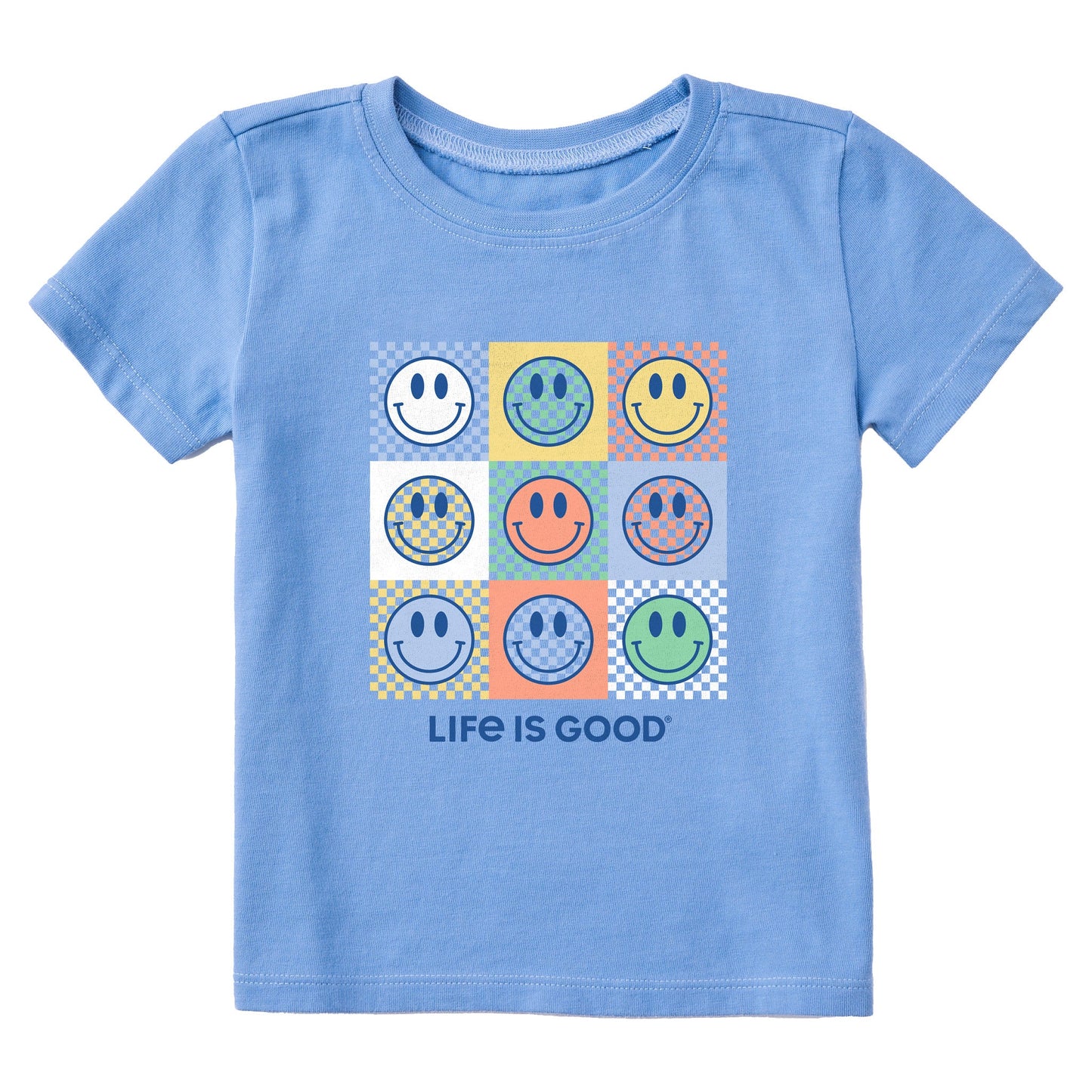 Toddler Checkerboard Smilies Short Sleeve Crusher Tee