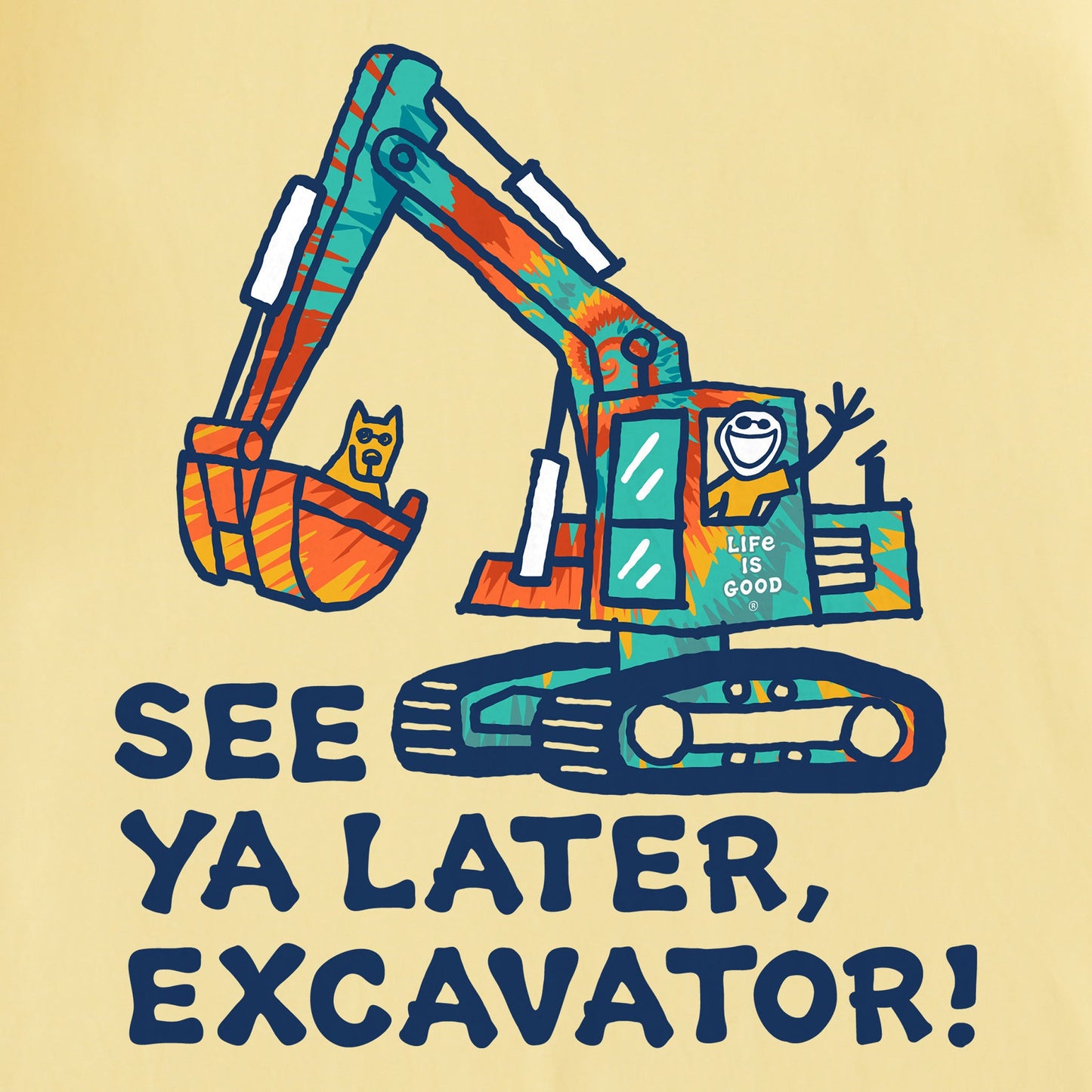 Toddler Tie Dye See You Later Excavator Short Sleeve Crusher Tee