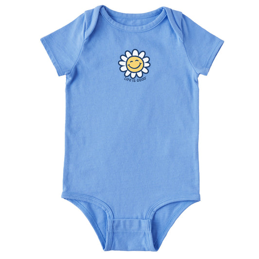 Baby Happy Smile Daisy Short Sleeve Crusher Bodysuit
