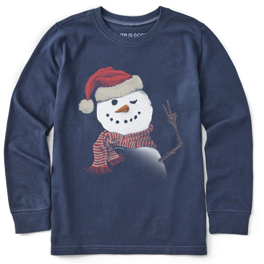 Kids Santa Snowman Peace Long Sleeve Crusher Tee
