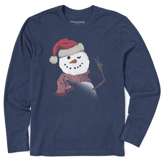 Men's Santa Snowman Peace Long Sleeve Crusher Tee