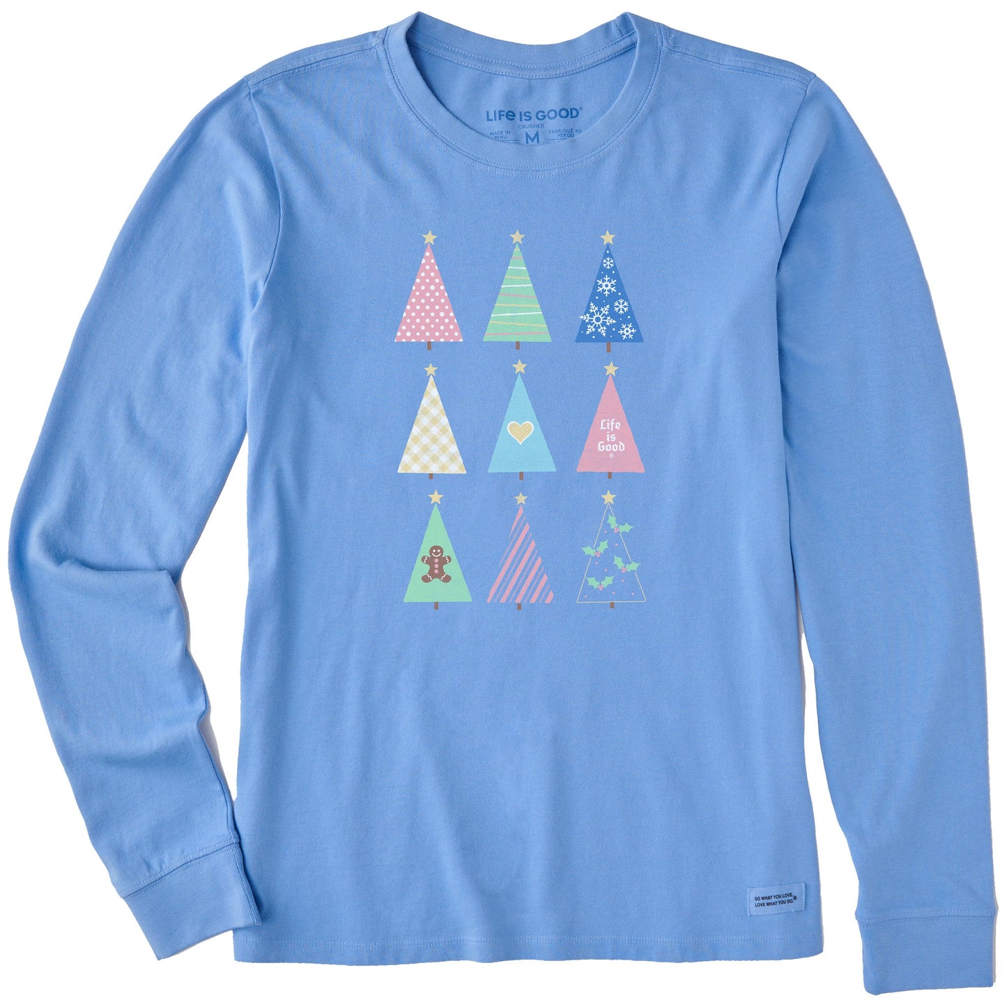 Women's Retro Christmas Trees Long Sleeve Crusher Tee