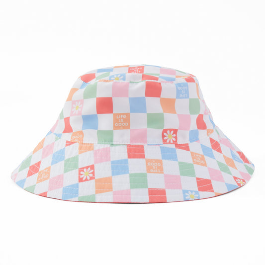 Toddler Daisy Checkerboard Pattern Made in the Shade Bucket Hat