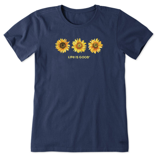 Women's 3 Sunflowers Short Sleeve Crusher Tee