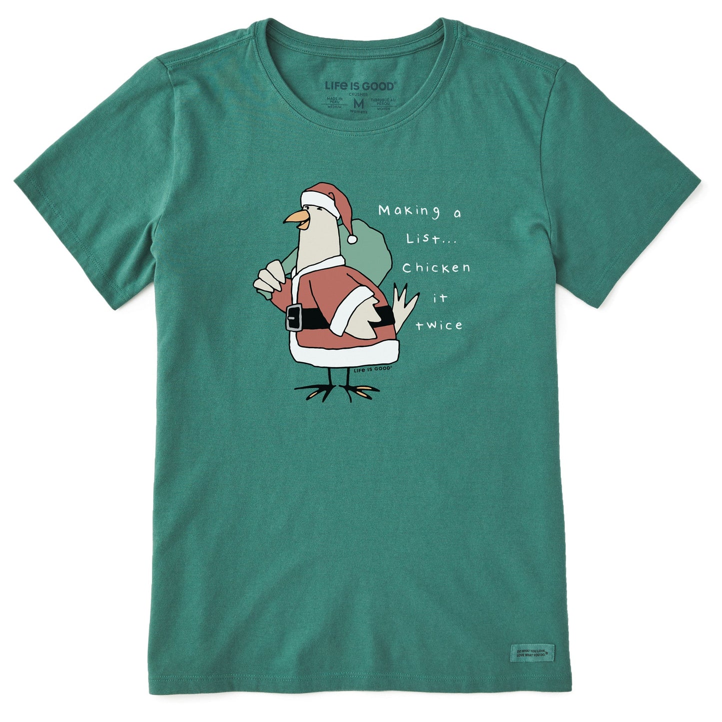 Women's Santa Chicken it Twice Short Sleeve Crusher Tee