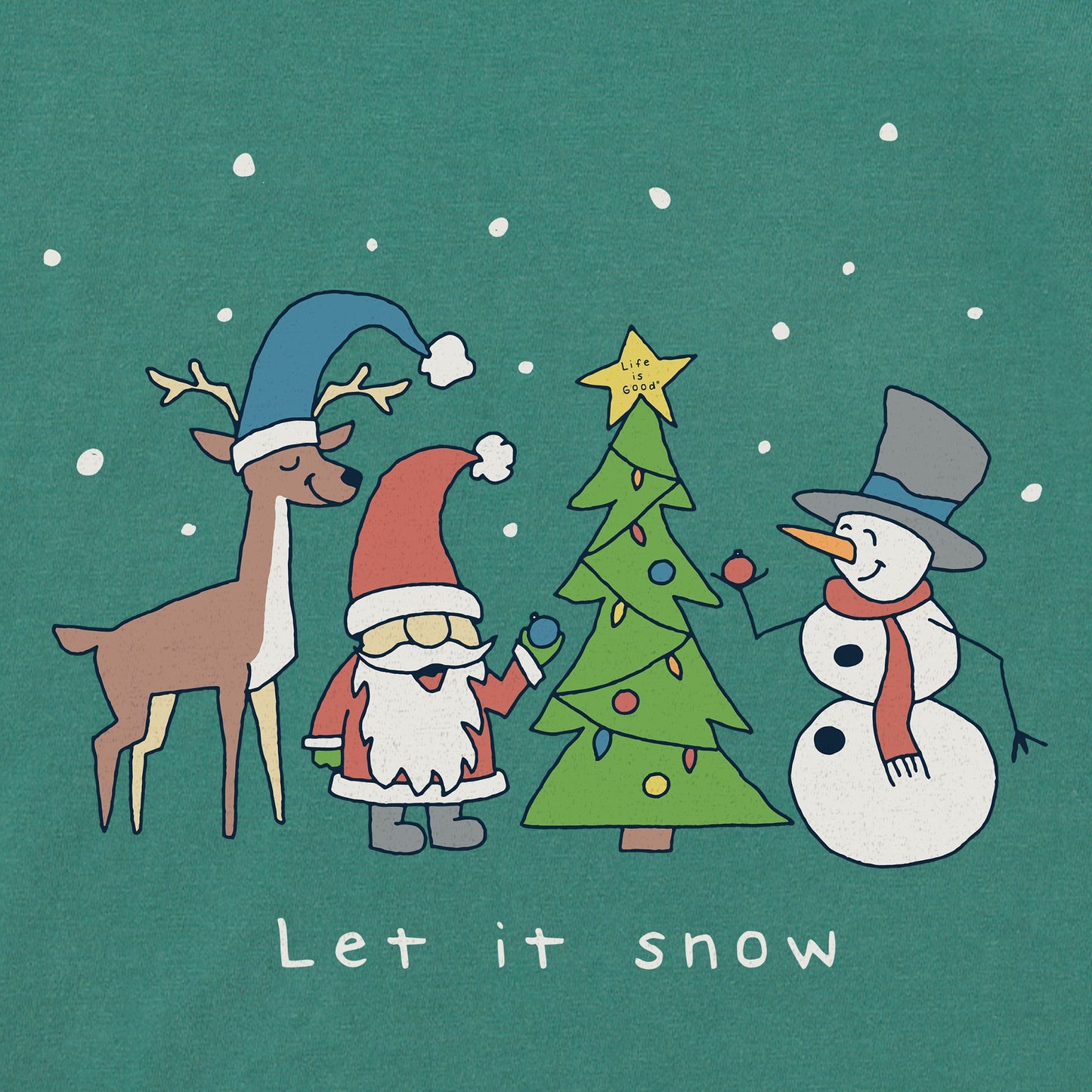 Men's Let It Snow Santa Gnomes Long Sleeve Crusher Tee