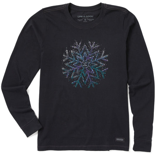 Women's Sparkle Snowflake Long Sleeve Crusher Tee