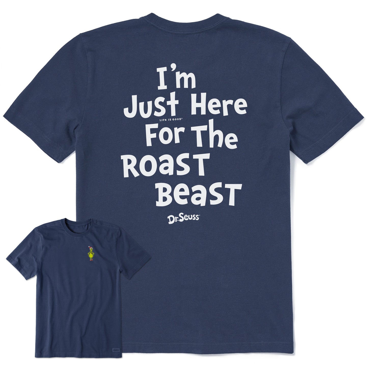 Men's Grinch Here for the Roast Beast Short Sleeve Crusher Tee