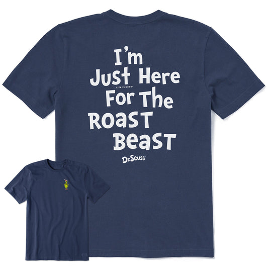 Men's Grinch Here for the Roast Beast Short Sleeve Crusher Tee