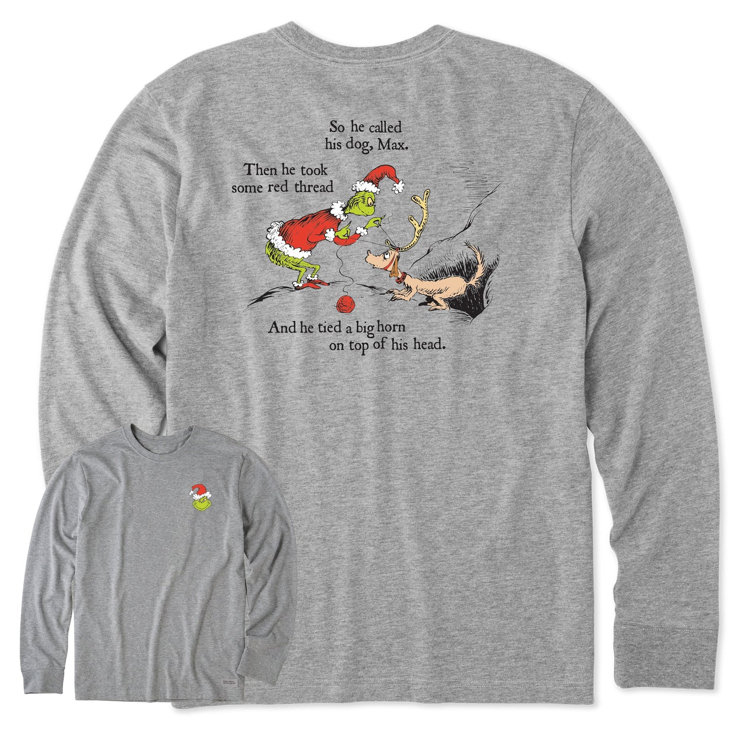 Men's Grinch & Max  Big Horns Long Sleeve Crusher Tee