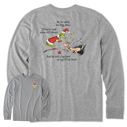 Men's Grinch & Max  Big Horns Long Sleeve Crusher Tee