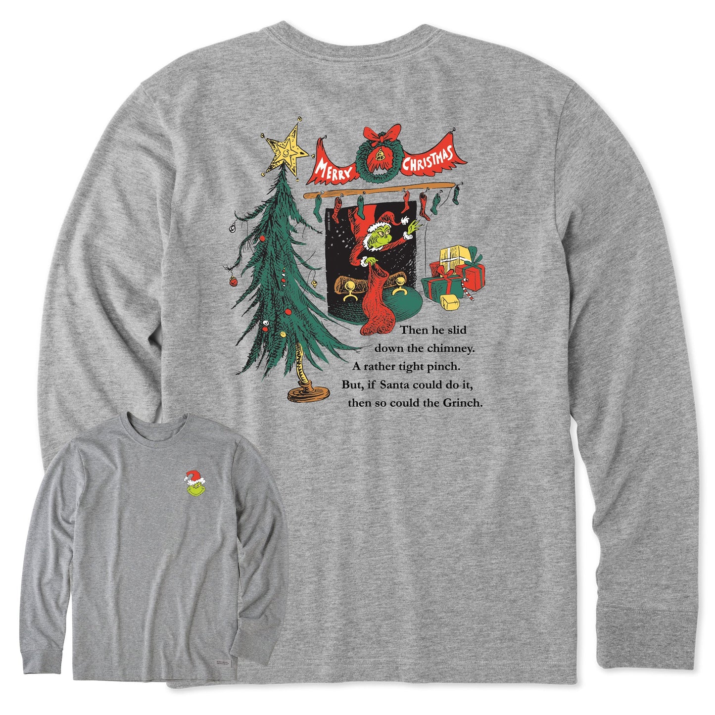 Men's Grinch Fireplace Long Sleeve Crusher Tee